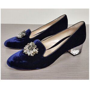 Deimille Della Pia Crystal Embellished Pump Royal Blue Velvet Womens Size 10 /40